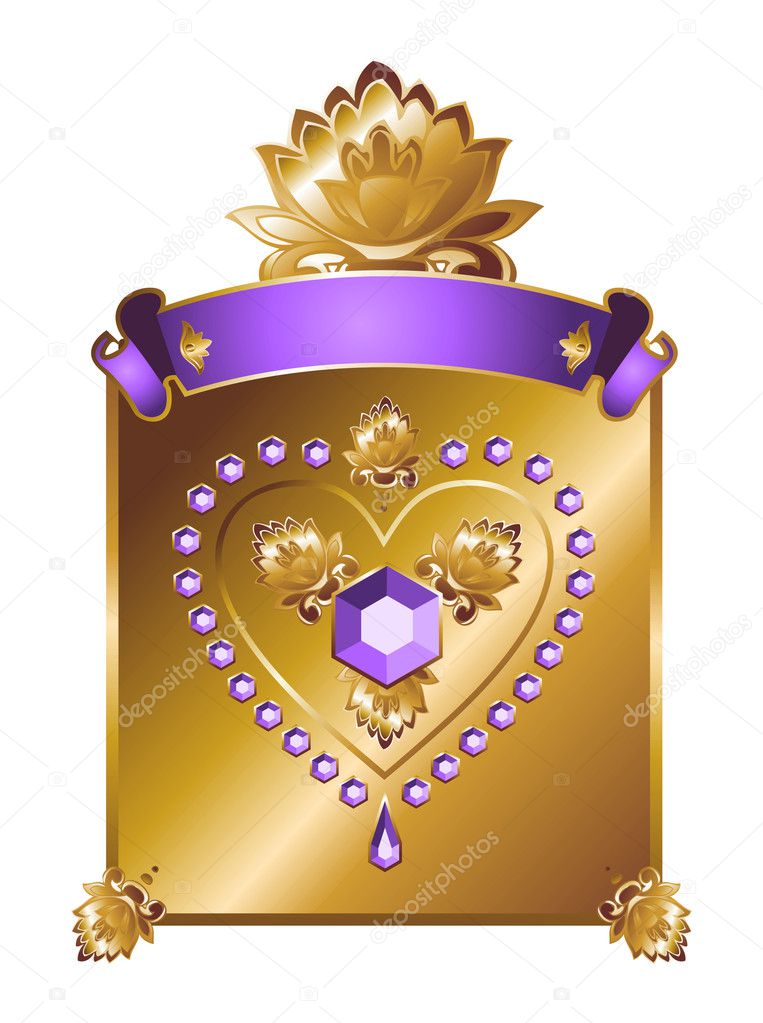 Golden background with diamond heart.