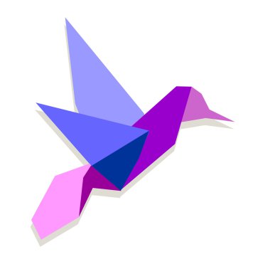 Vibrant colors Origami hummingbird clipart