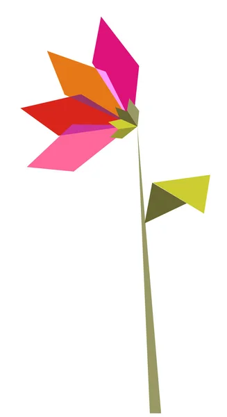 Één origami levendige kleuren bloem. — Stockvector