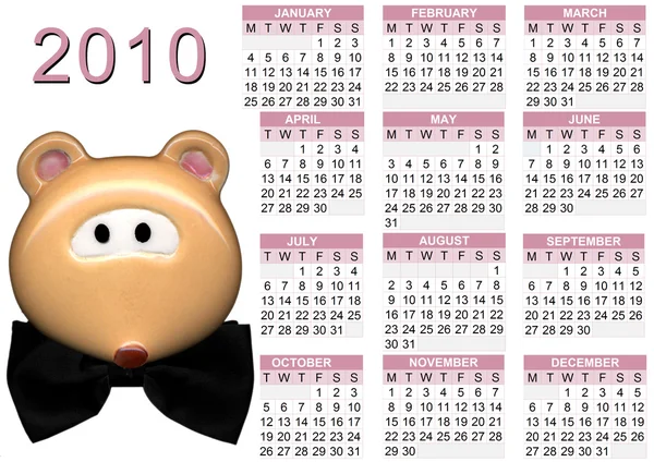 2010 calendar - bear — Stock Photo, Image