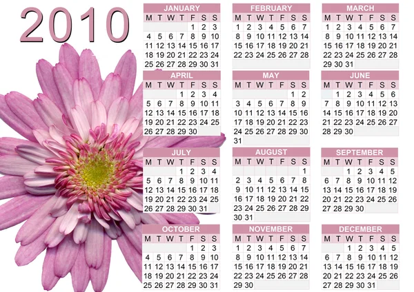 2010 calendar - daisy — Stock Photo, Image