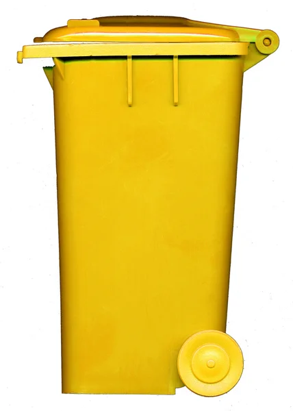 Yellow wheelie bin — Stock Photo, Image