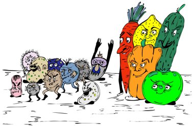 Bacterias and fruit clipart