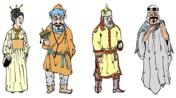 Japonais, Tibétains, Mongols et Saoud — Image vectorielle