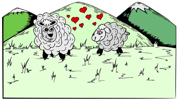 春季羊 — Stock vektor