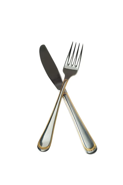 Fourchette et couteau croisés — Photo