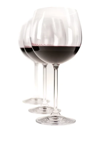 Trzy szklanki czerwonego wina — Zdjęcie stockowe