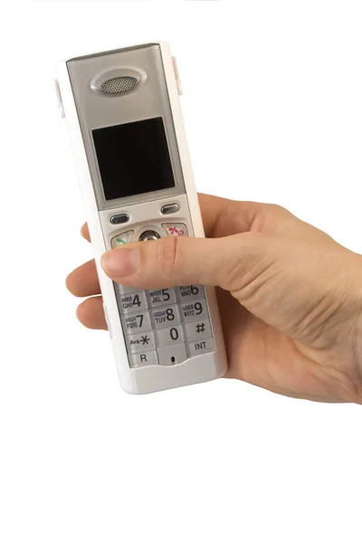 Hand holding telephone — Stock Photo, Image