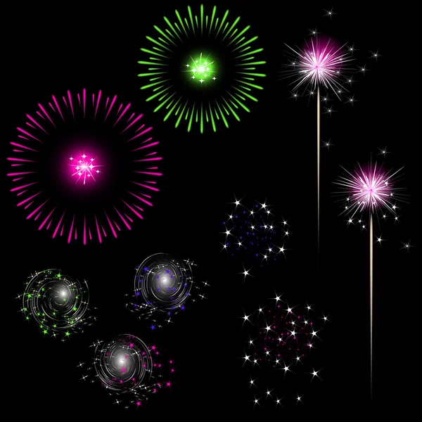 Fuochi d'artificio colorati con spazio per testo — Vettoriale Stock