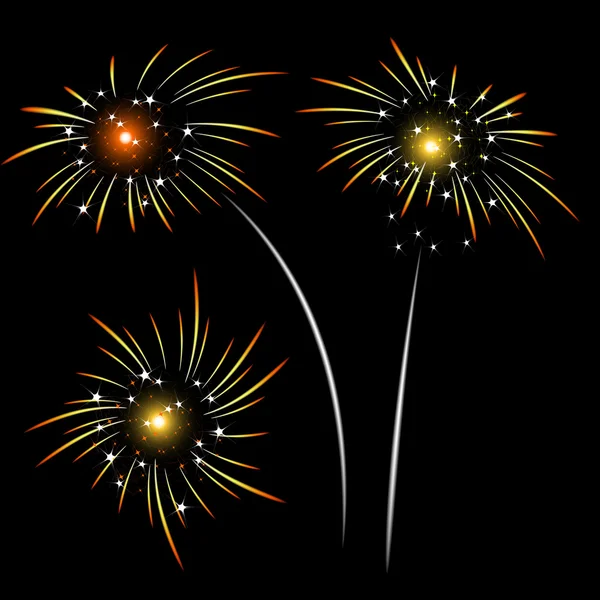 Colorful fireworks with space for text — Stock Vector