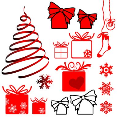 Set of Christmas symbols and elemnts clipart