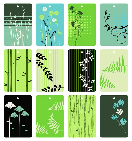 Étiquettes florales colorées ensemble vectoriel — Image vectorielle