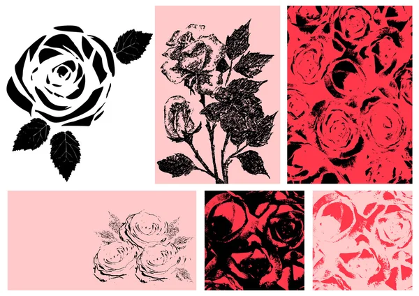 Vector illustration of roses. Design set — Stock Vector