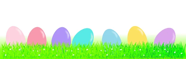 Huevos de Pascua en la hierba — Vector de stock