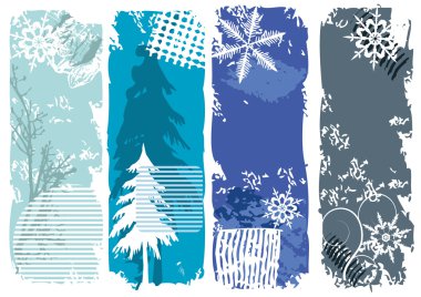 Winter banners, snowflakes clipart