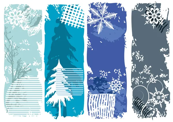 Vintern banners, snöflingor — Stock vektor