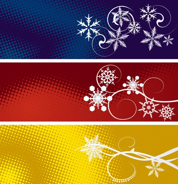 Conjunto de três bandeiras de inverno —  Vetores de Stock