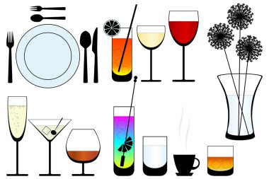 Kitchen objects silhouette vector clipart