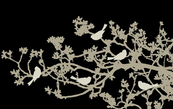 Fond floral, oiseaux — Image vectorielle