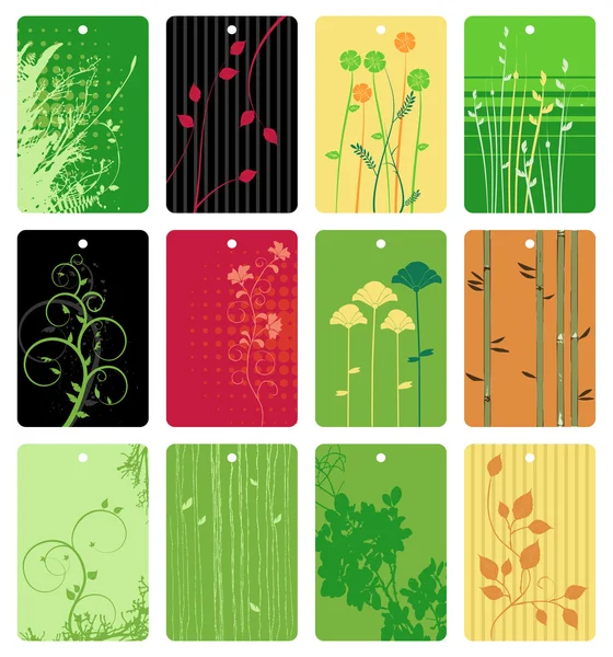 Coloridas etiquetas florales vector conjunto — Archivo Imágenes Vectoriales