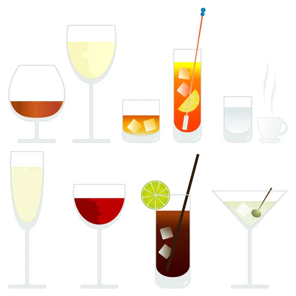 Bicchieri da vino e da cocktail vettoriali — Vettoriale Stock
