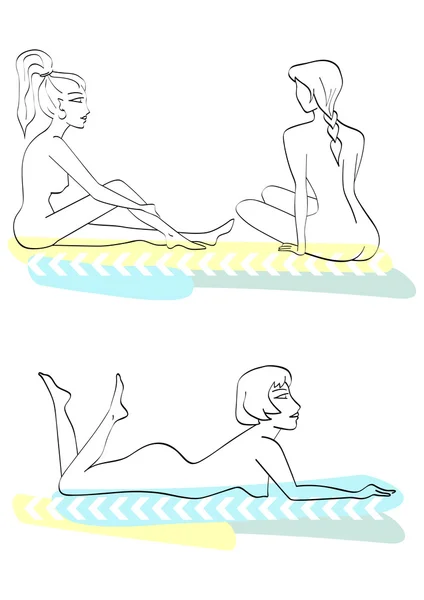 Les filles dans le sauna — Image vectorielle