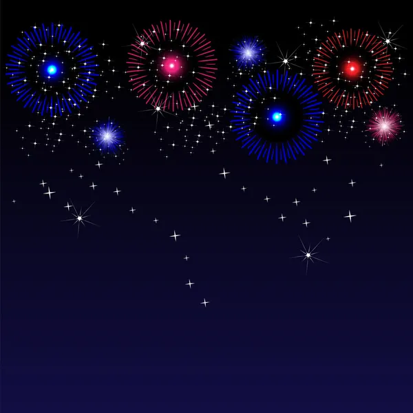 Colorful fireworks with space for text — Stock Vector