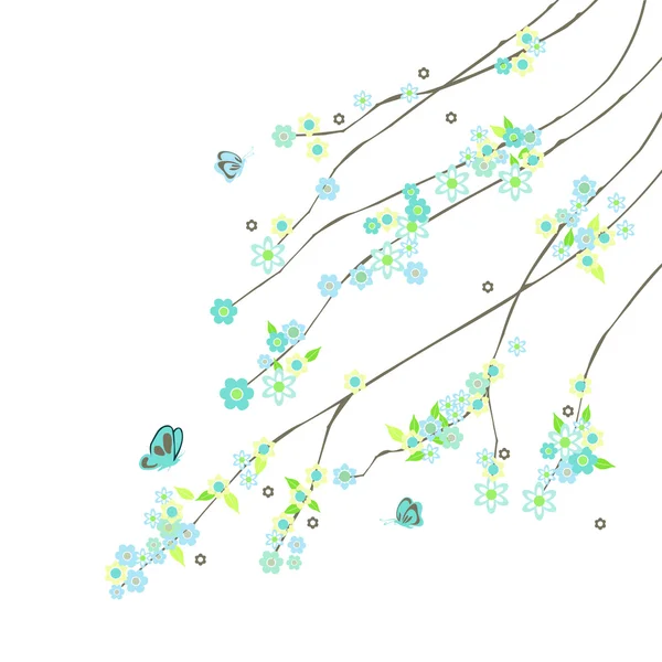 Branches abstraites avec des fleurs — Image vectorielle
