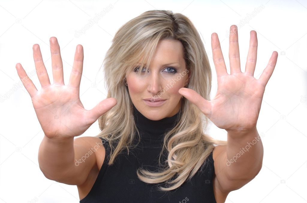 Woman making stop  gesture