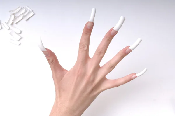 Akrylowe paznokcie i paznokcie — Zdjęcie stockowe