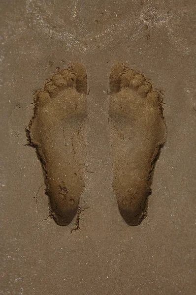 脚印 onsand — 图库照片