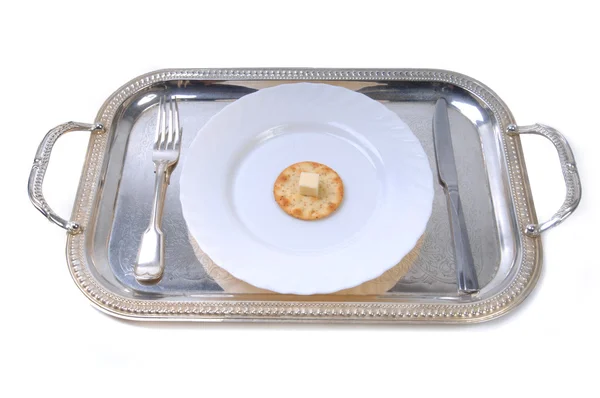 Silver Tray with plate — Stock Photo, Image