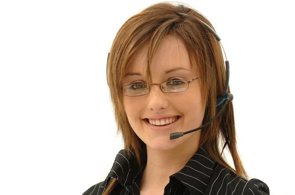 Female wearing headset — Stock Photo, Image