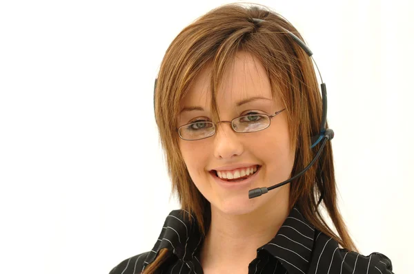 Female wearing headset — Stock Photo, Image