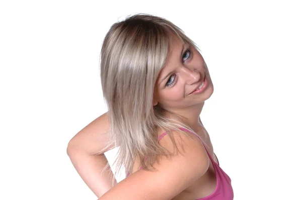 Vacker blond modell leende — Stockfoto