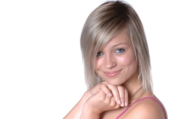 Vacker blond modell leende — Stockfoto