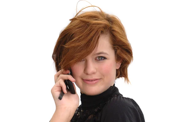 Vrouw die telefoon gebruikt — Stockfoto