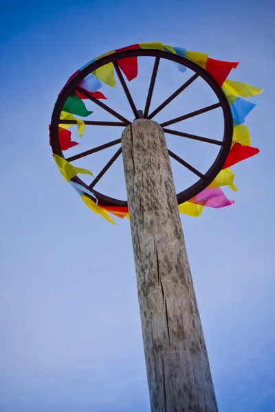 stock image Motley tags on a wheel