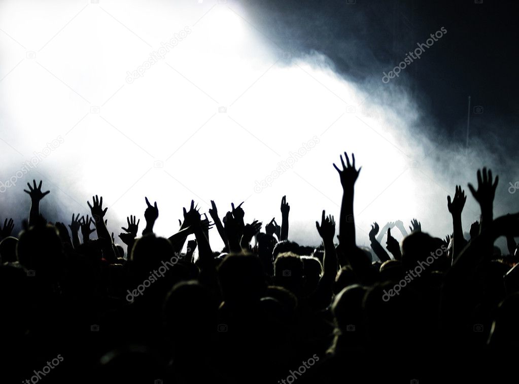 Cheering Crowd with copy space