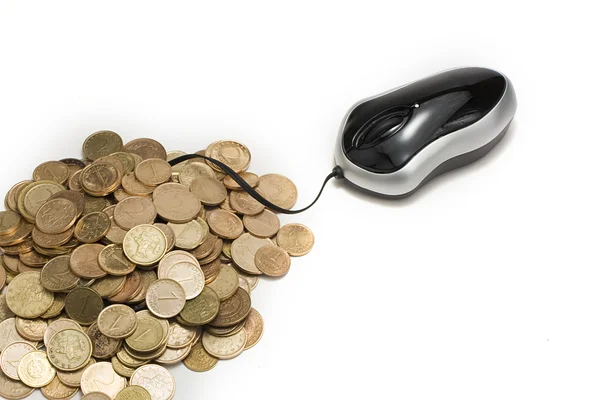 Mouse e monete . — Foto Stock