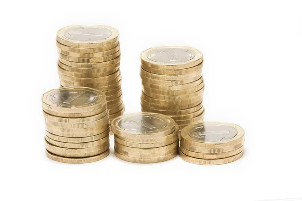 Monedas aisladas sobre fondo blanco — Foto de Stock