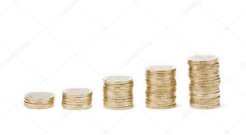 Money stairs isolated on white