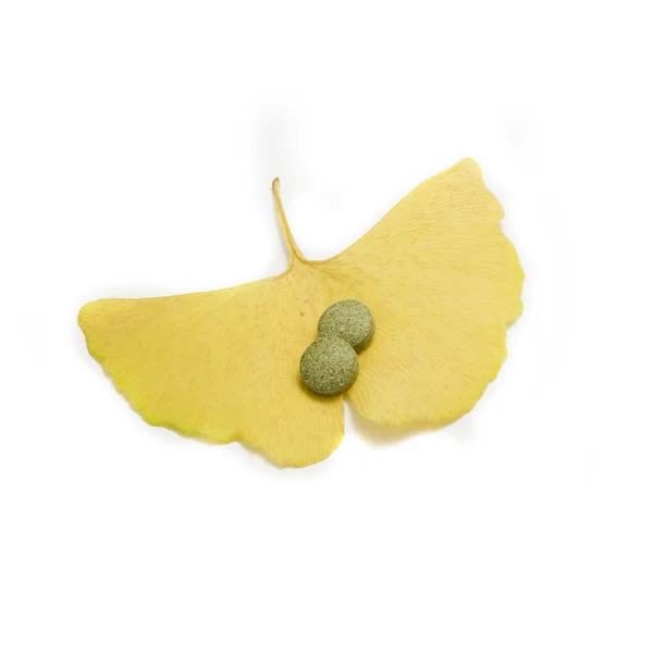 stock image Closeup of Ginkgo Biloba extract pills