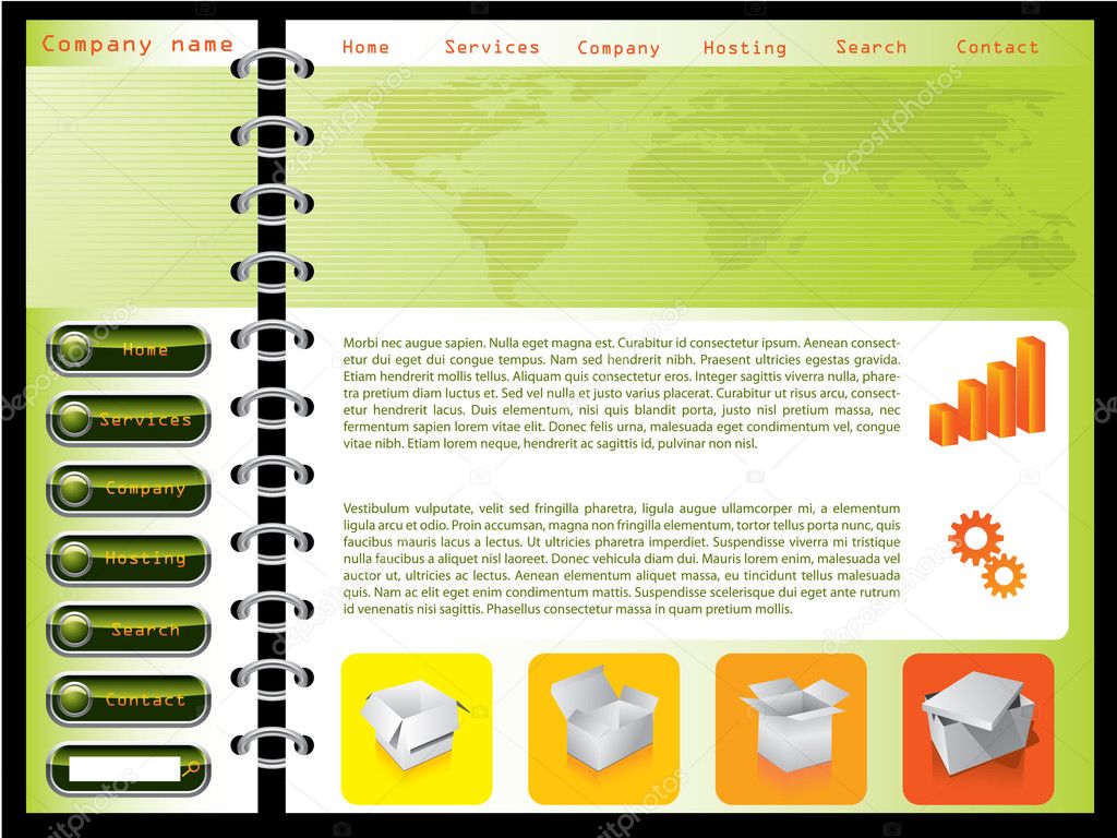 Green combined with orange web template