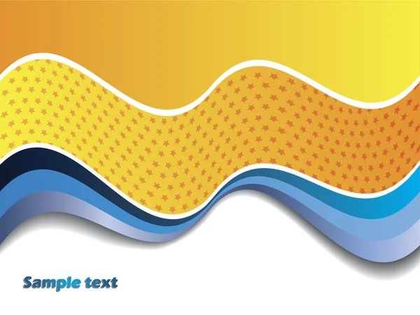 橙色波浪与蓝丝带 — 图库矢量图片