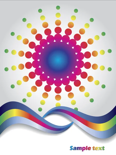 Abstracte regenboog met golven en punten — Stockvector