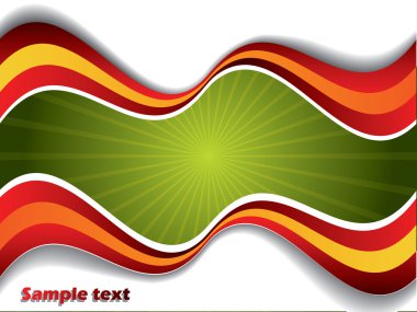 Green rays with red and orange waves clipart