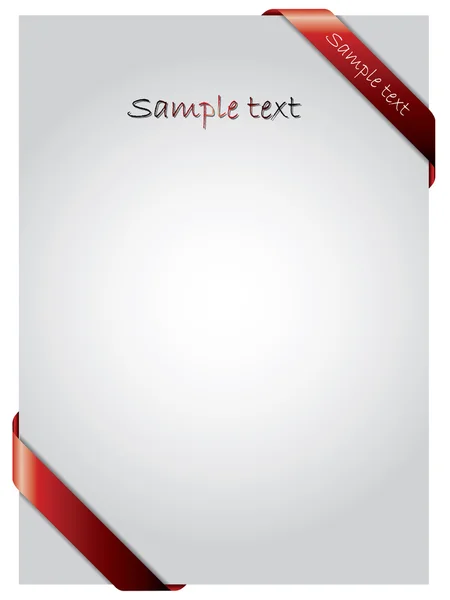 Papier avec ruban rouge dans les coins — Image vectorielle
