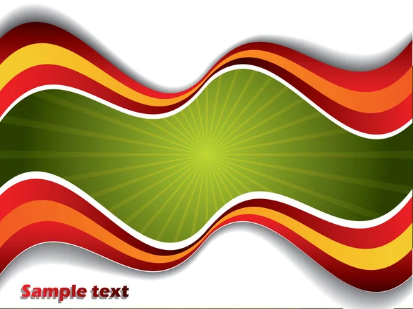 Зелені промені з червоними і помаранчевими хвилями — стоковий вектор