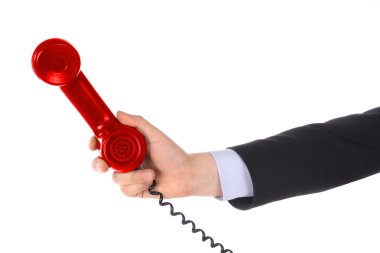 Telephone receiver in hand clipart